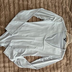 Express Light Blue V-Neck Bodysuit